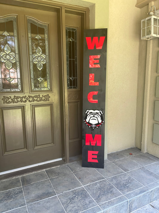 Wood + Arcylic Bulldog Welcome Sign