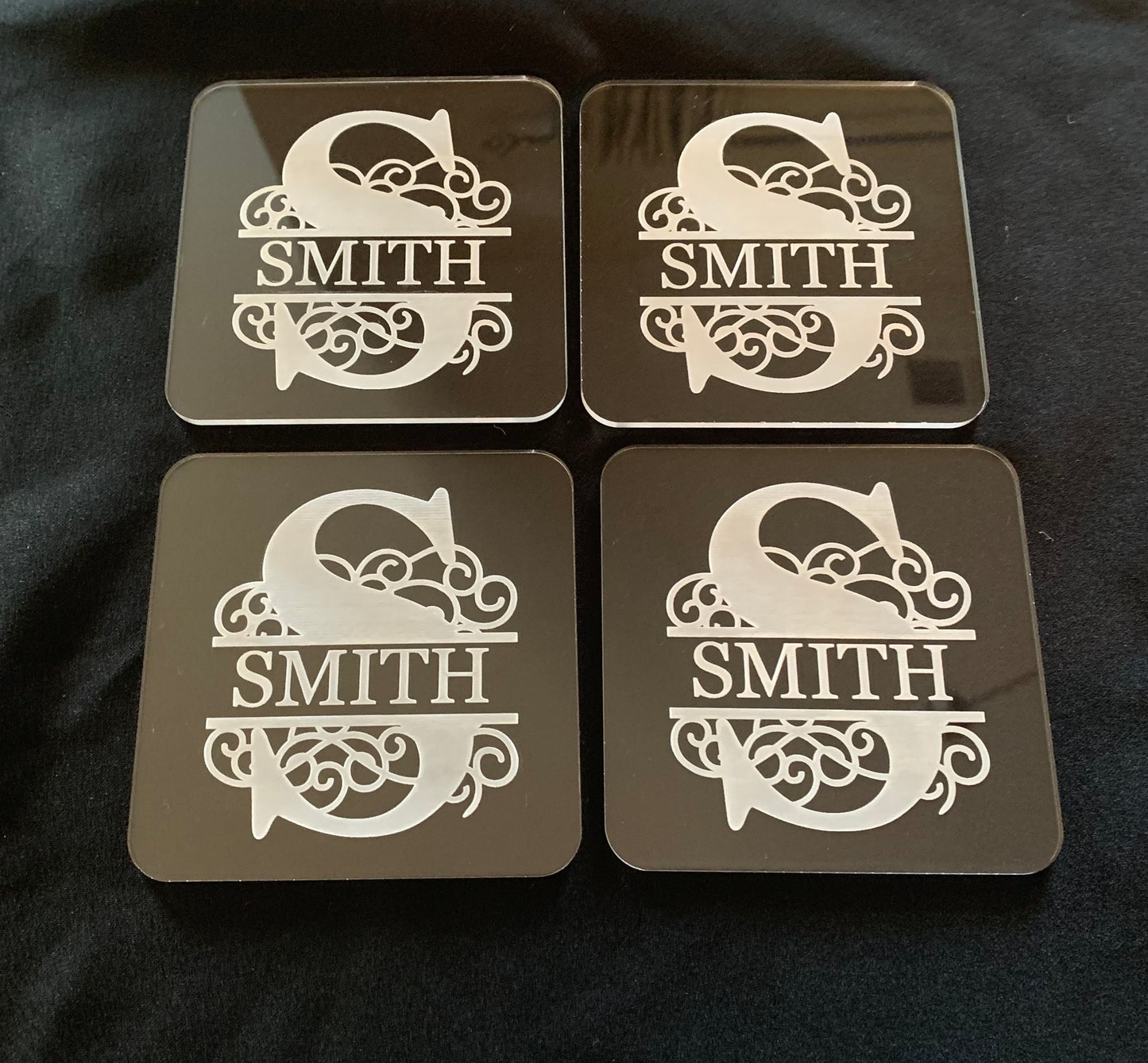 Clear Acrylic Monogram Coasters (Set of 4 or 6)