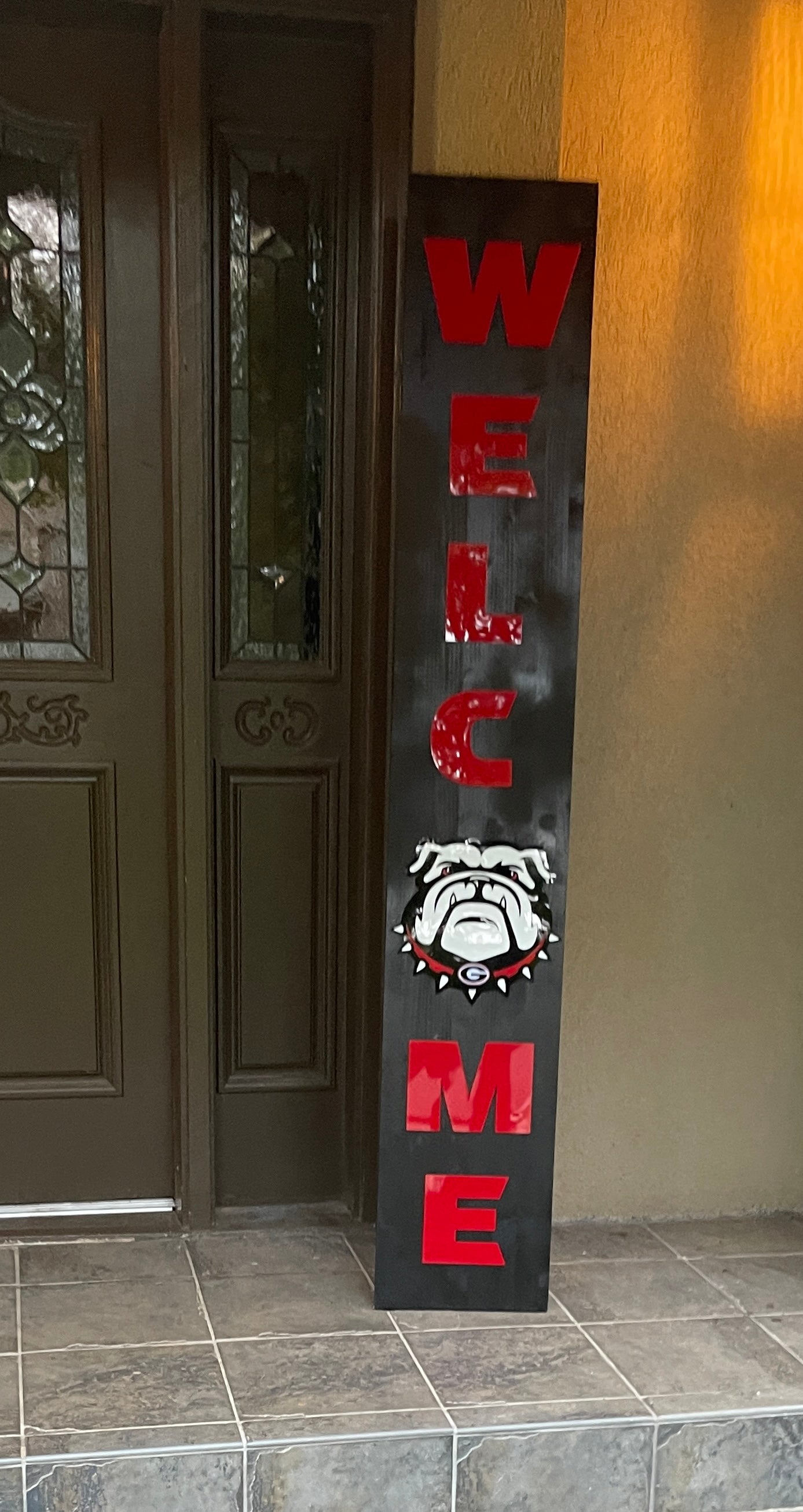 Wood + Arcylic Bulldog Welcome Sign