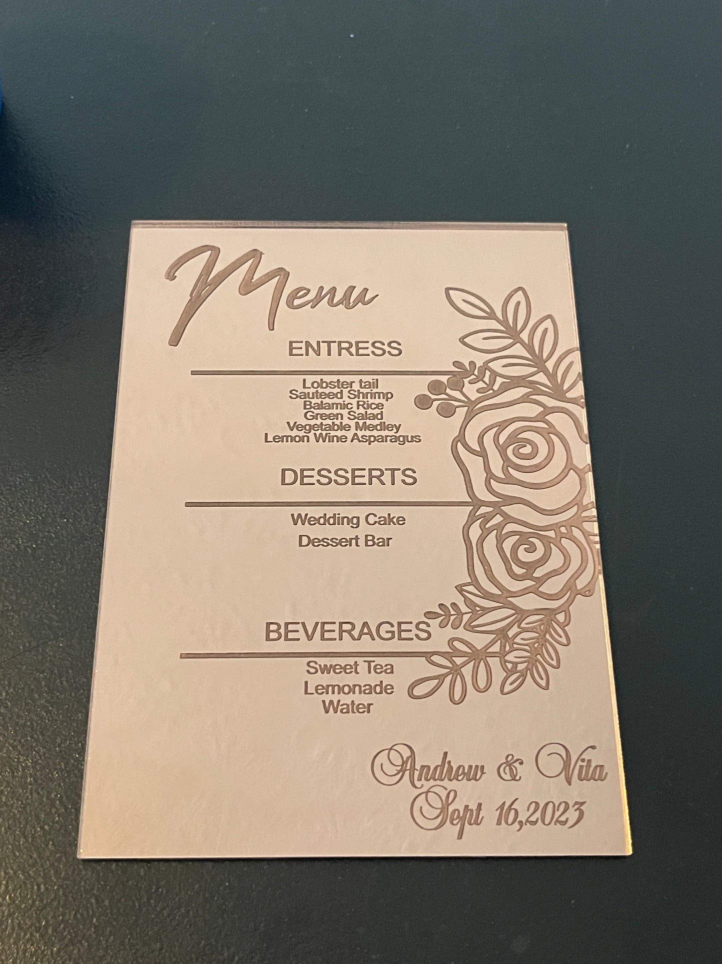 Mirror Acrylic Menu