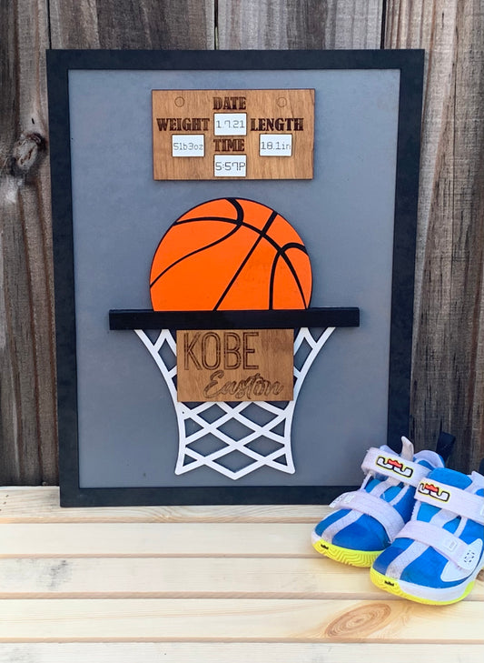 Basketball Theme Birth Annoucement Sign