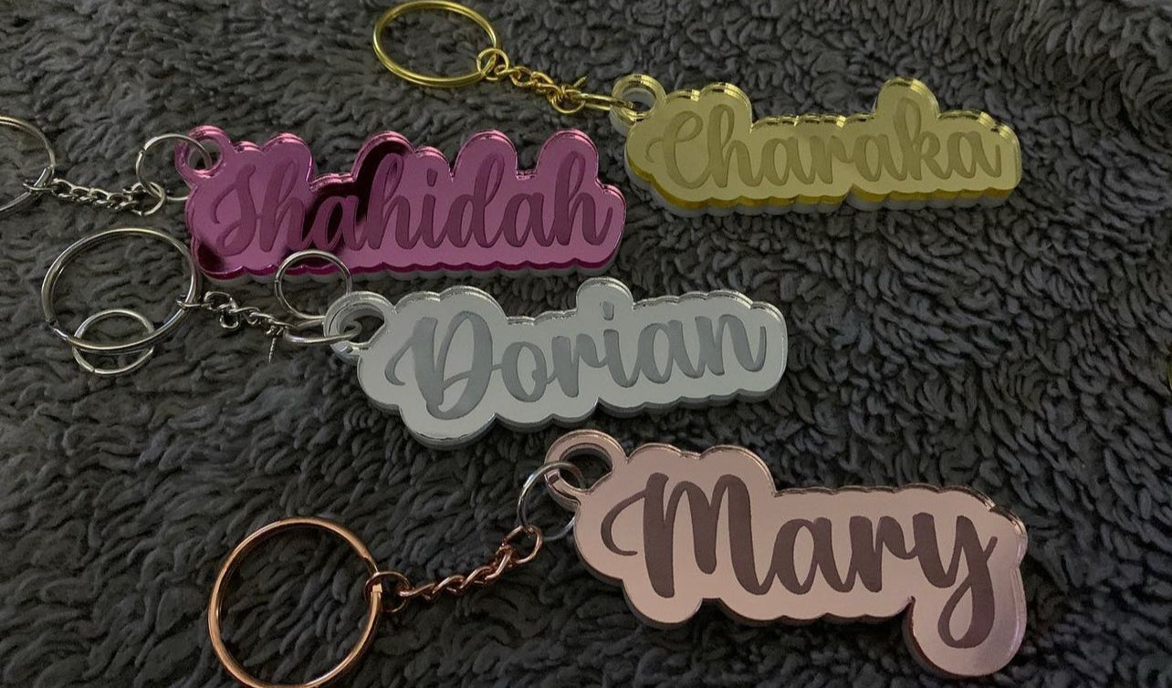 Mirror Acrylic Name Keychains